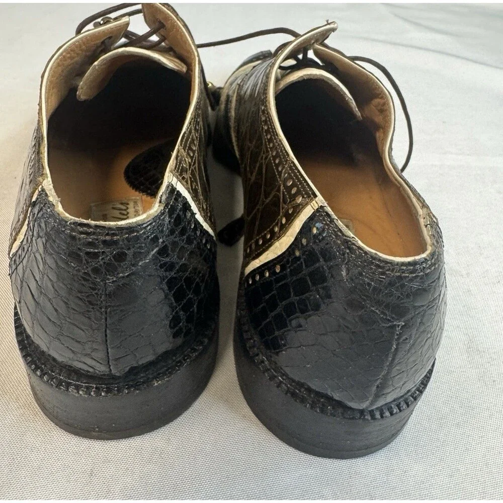 Mauri Genuine Alligator Shoes Men's Vintage Multi-Color Oxfords Italian 10M